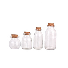 wholesale clear round 50ml 60ml 120ml Transparent Glass Pudding Bottle With Cork stopper